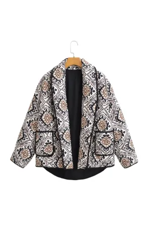 ‘ Steven’ Printed Oversized Cropped Cardigan