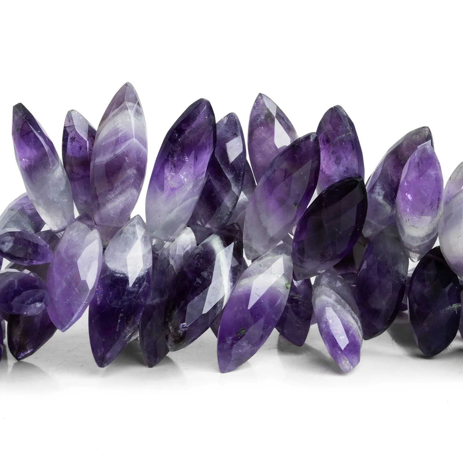 19x8mm Cape Amethyst Faceted Marquises 8 inch 42 beads
