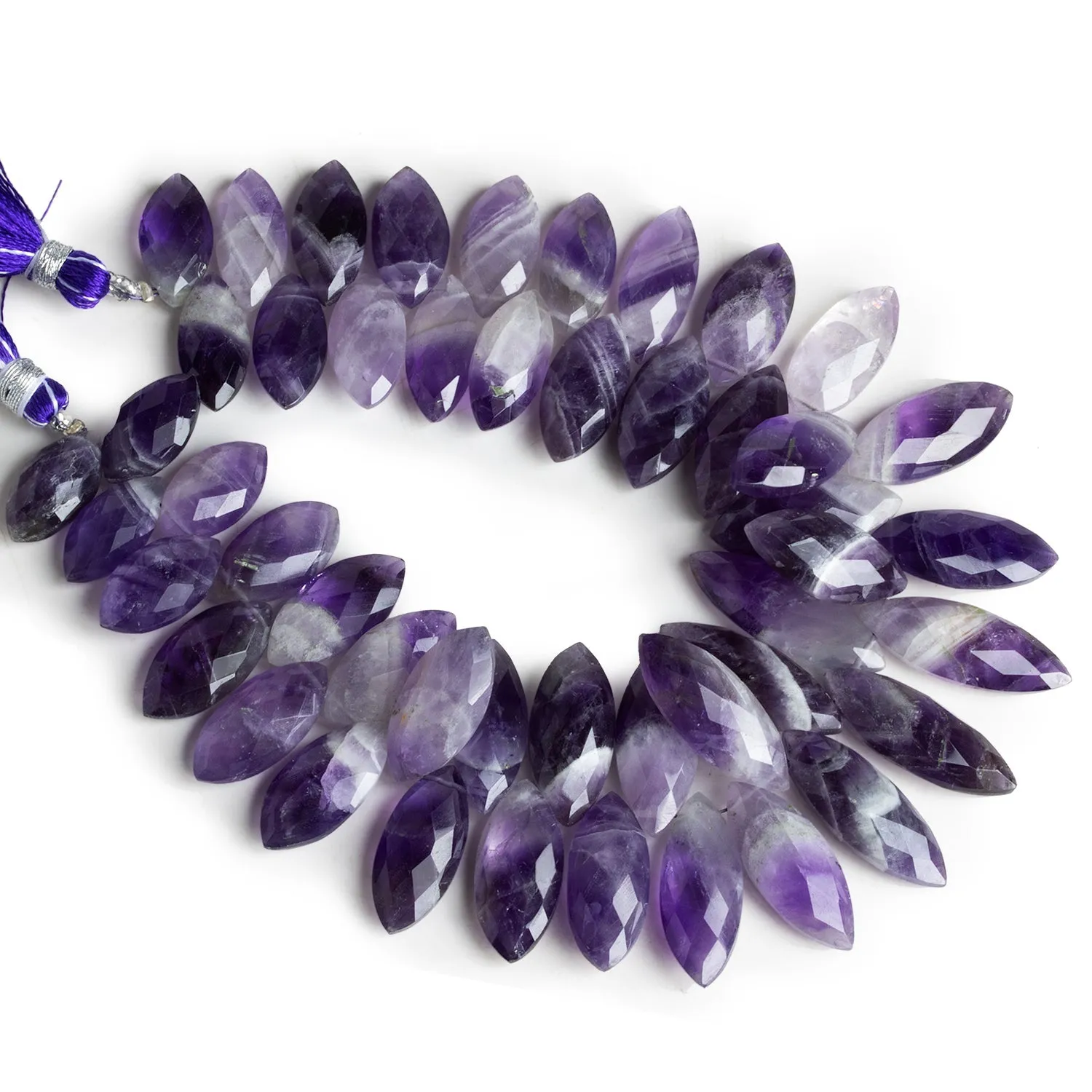 19x8mm Cape Amethyst Faceted Marquises 8 inch 42 beads