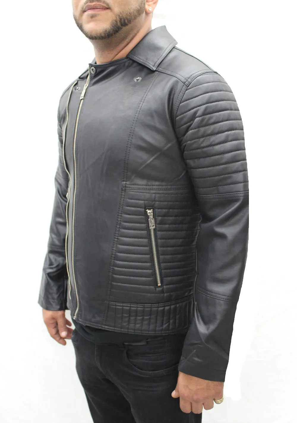 [Akito] Black Leather Jacket