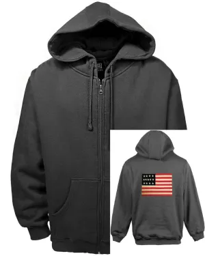 AKWA Men's Patriotic Full Zip Hoodie (US Flag Applique on the back)