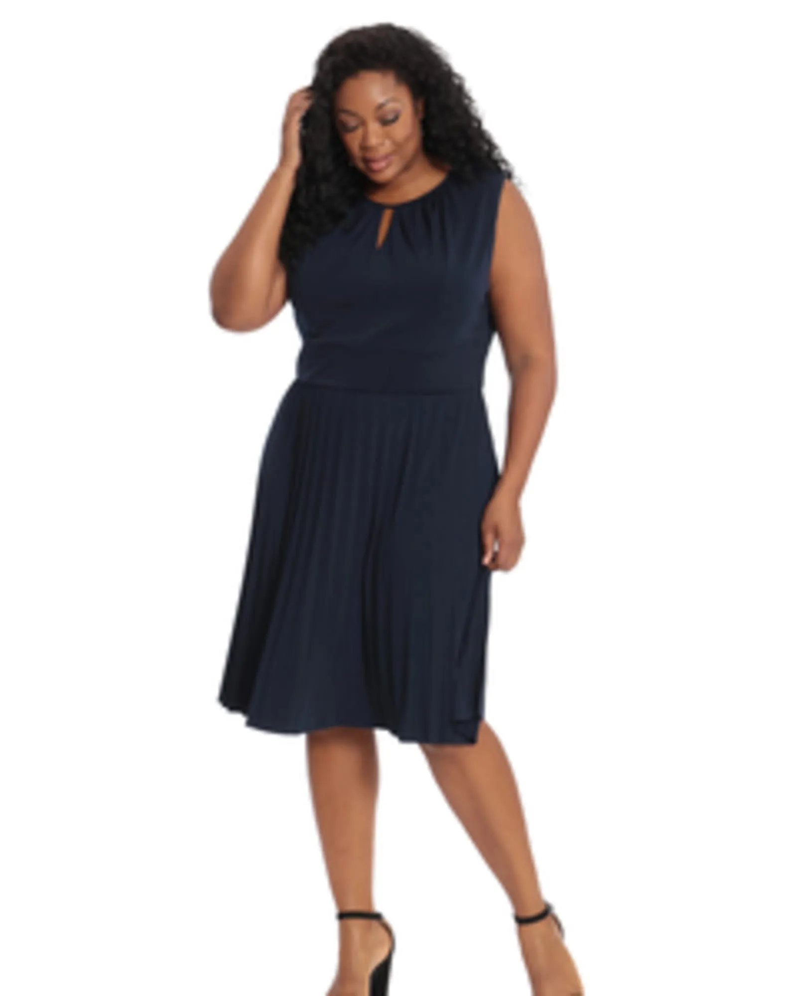 Alice Pleated Skirt Dress | Dark Navy