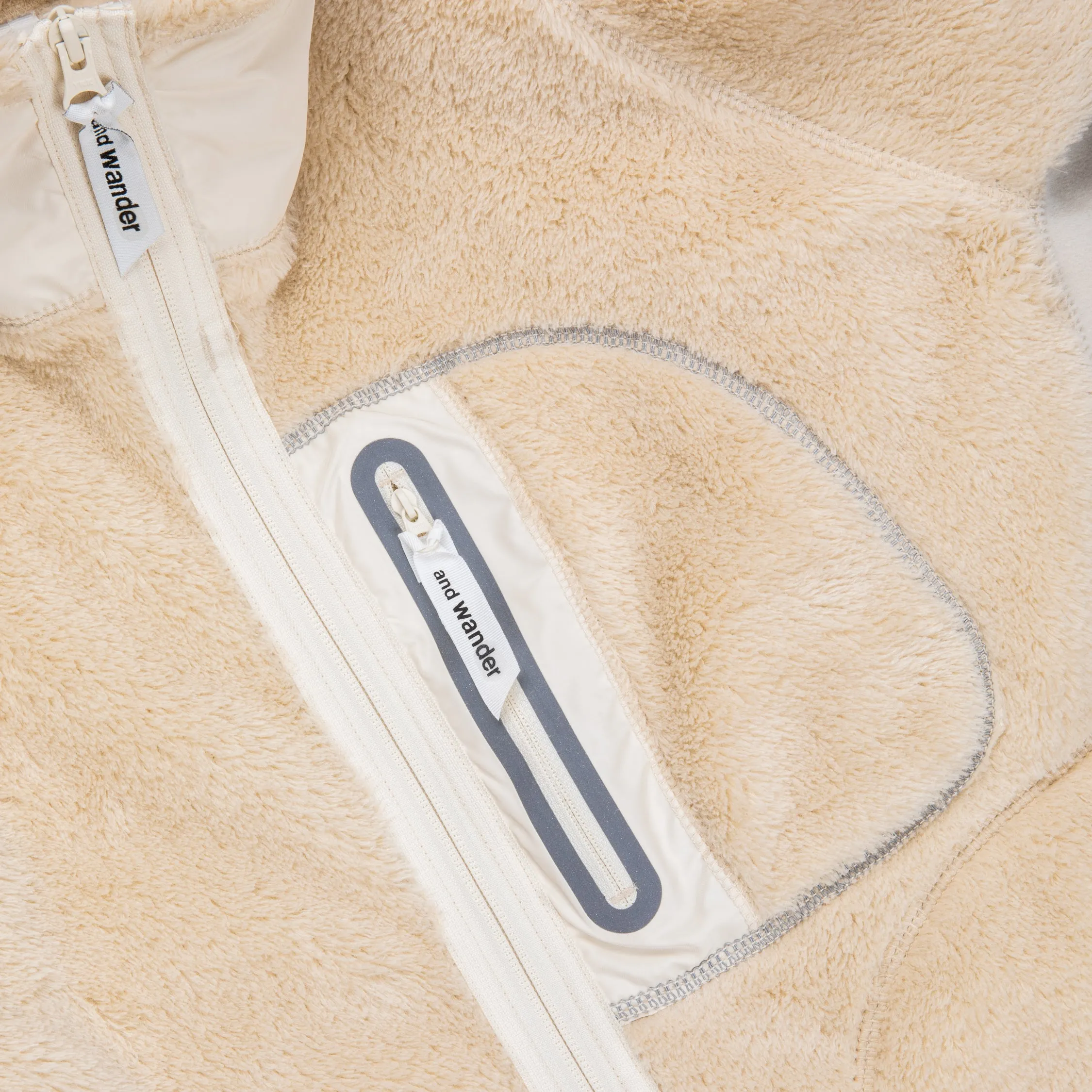 And Wander High Loft Fleece Jacket Off White