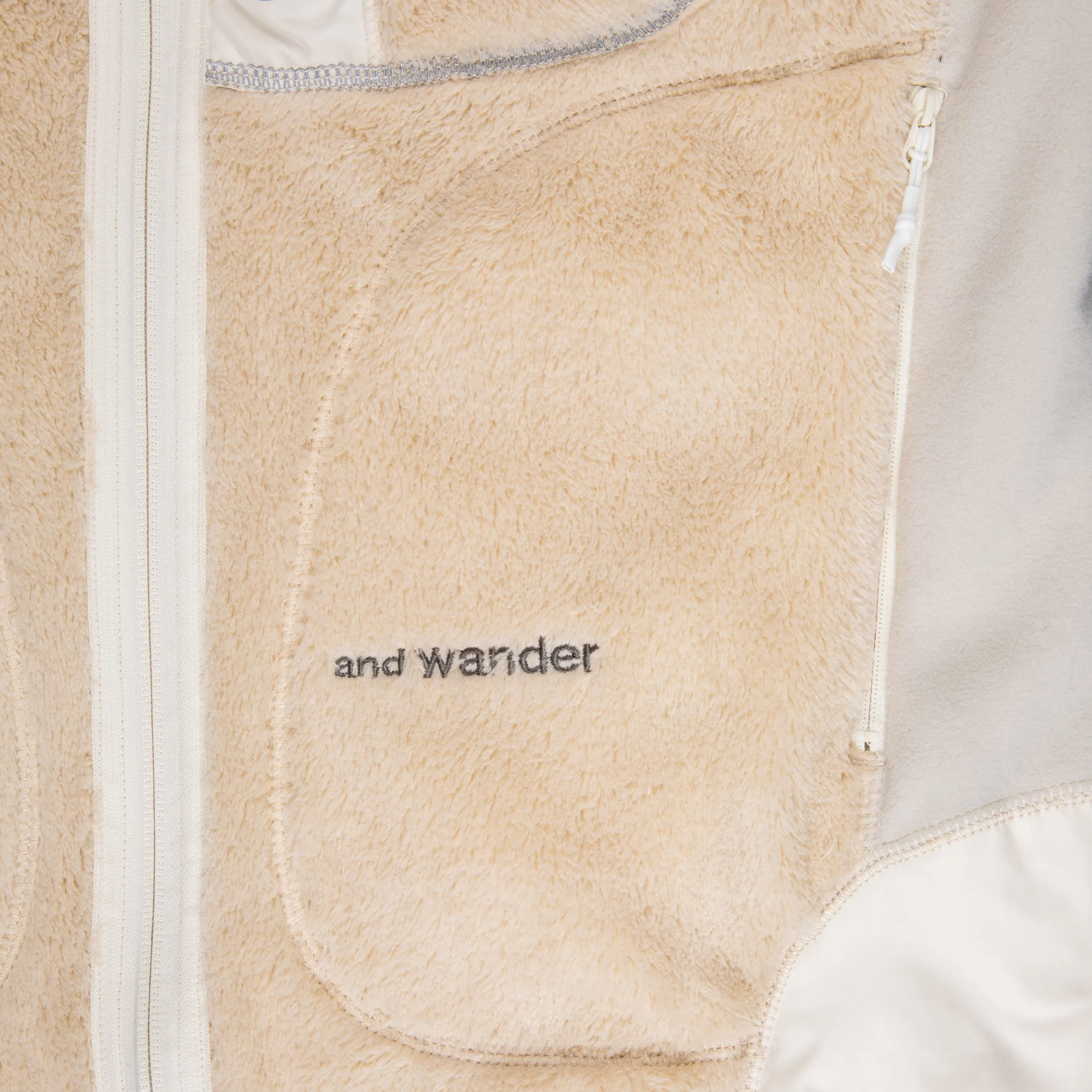 And Wander High Loft Fleece Jacket Off White
