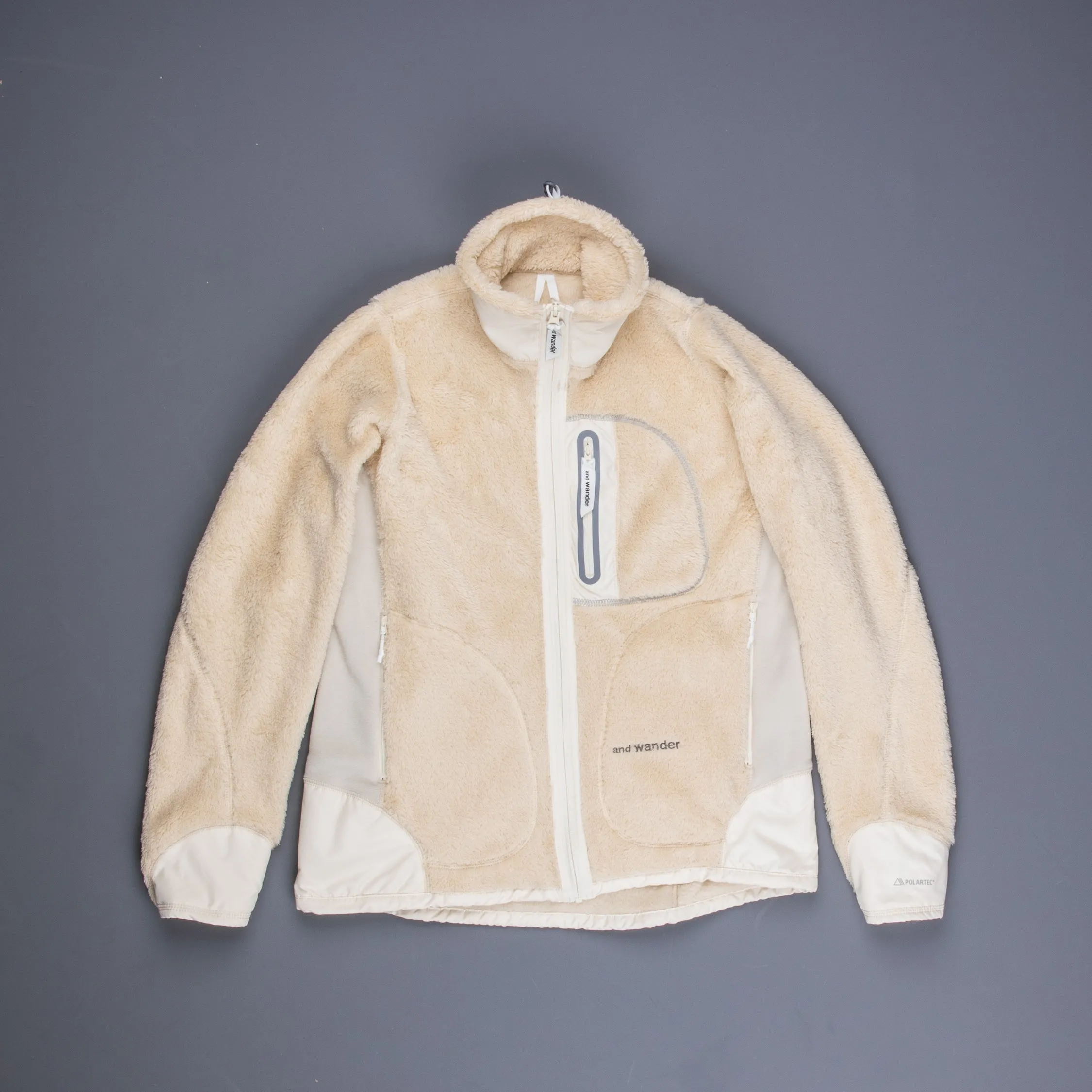 And Wander High Loft Fleece Jacket Off White