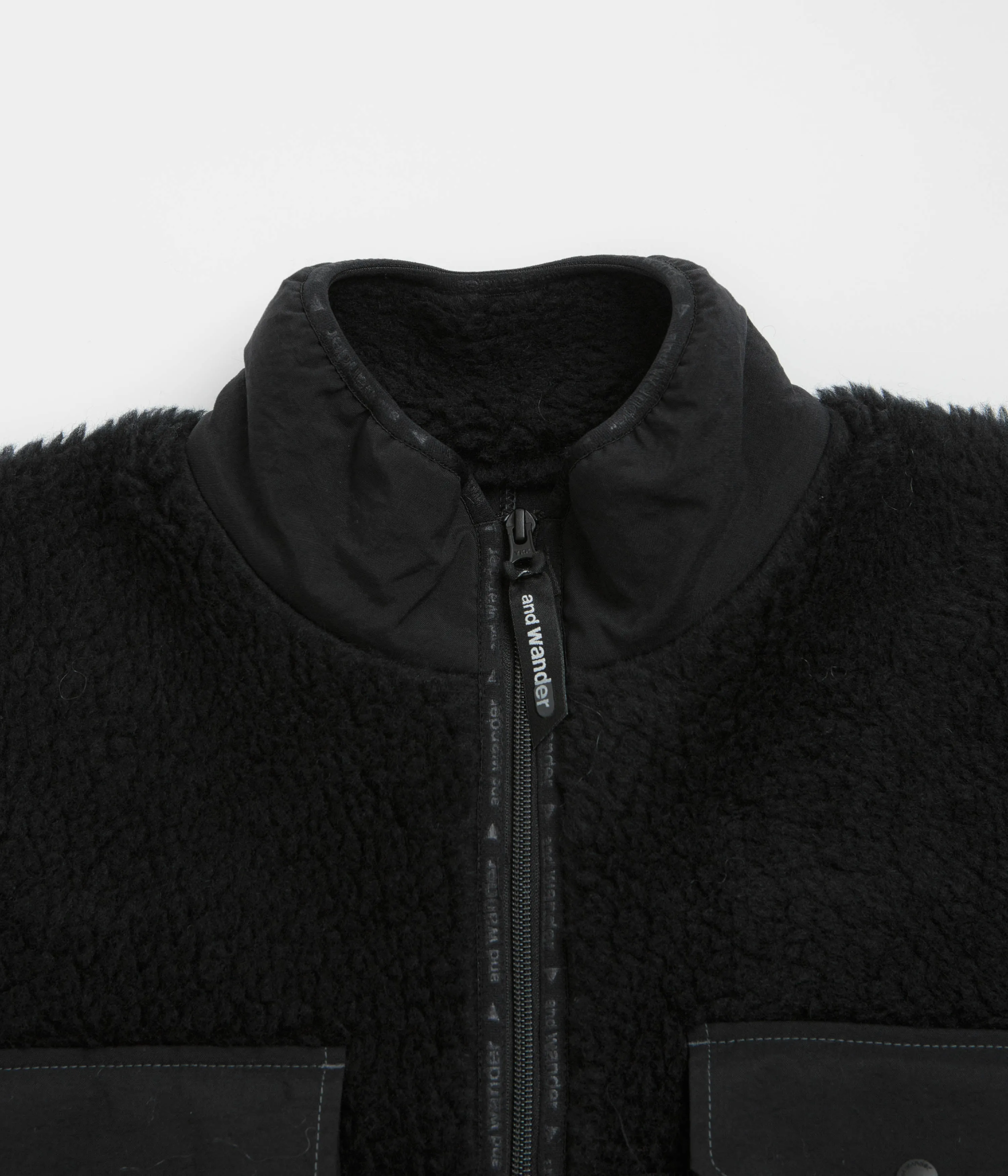 and wander Wool Boa Jacket - Black