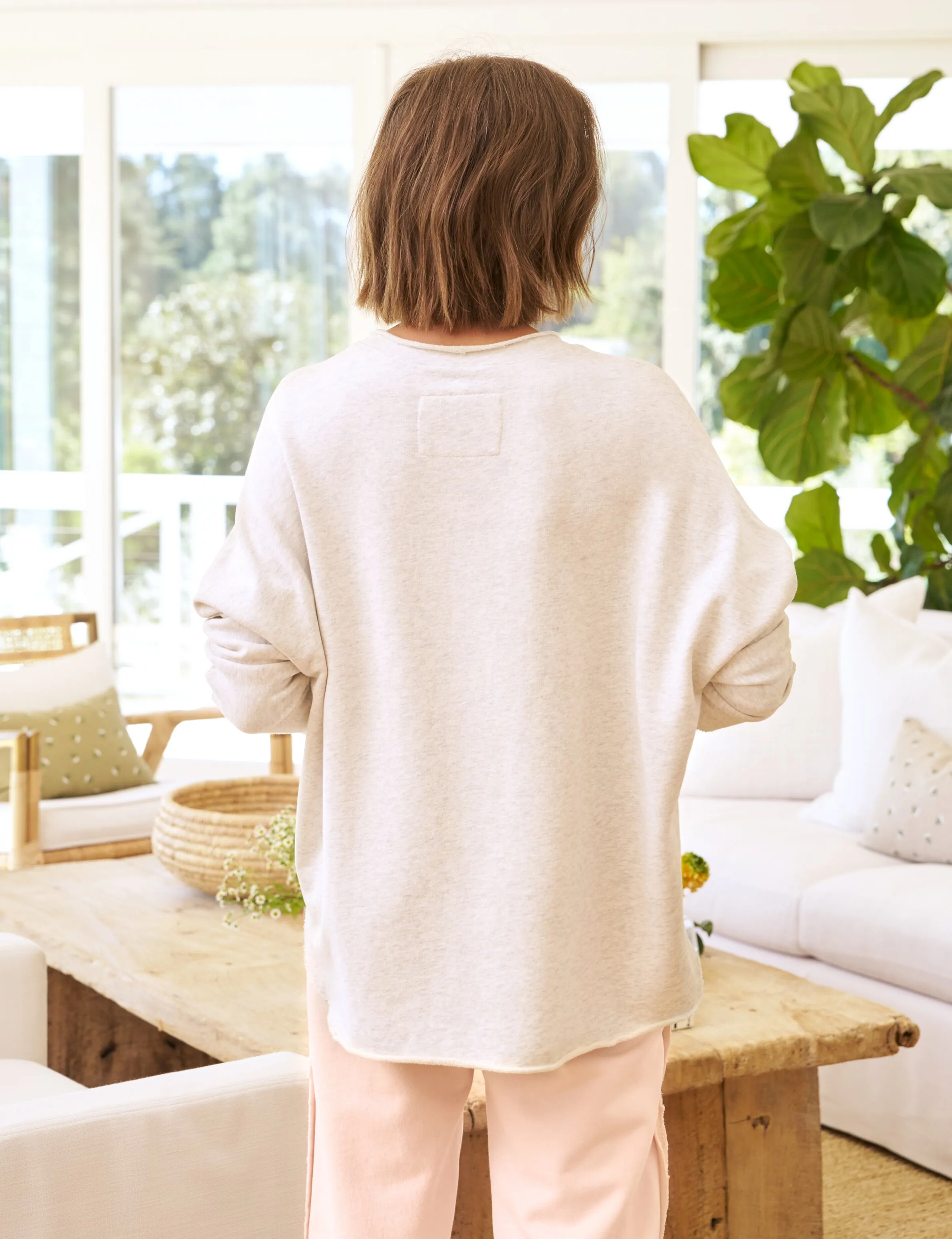 ANNA Heather White Melange, Triple Fleece