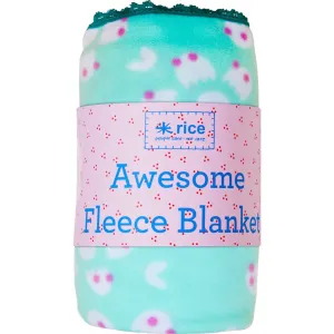 Aqua & White Winter Blossom Fleece Blanket