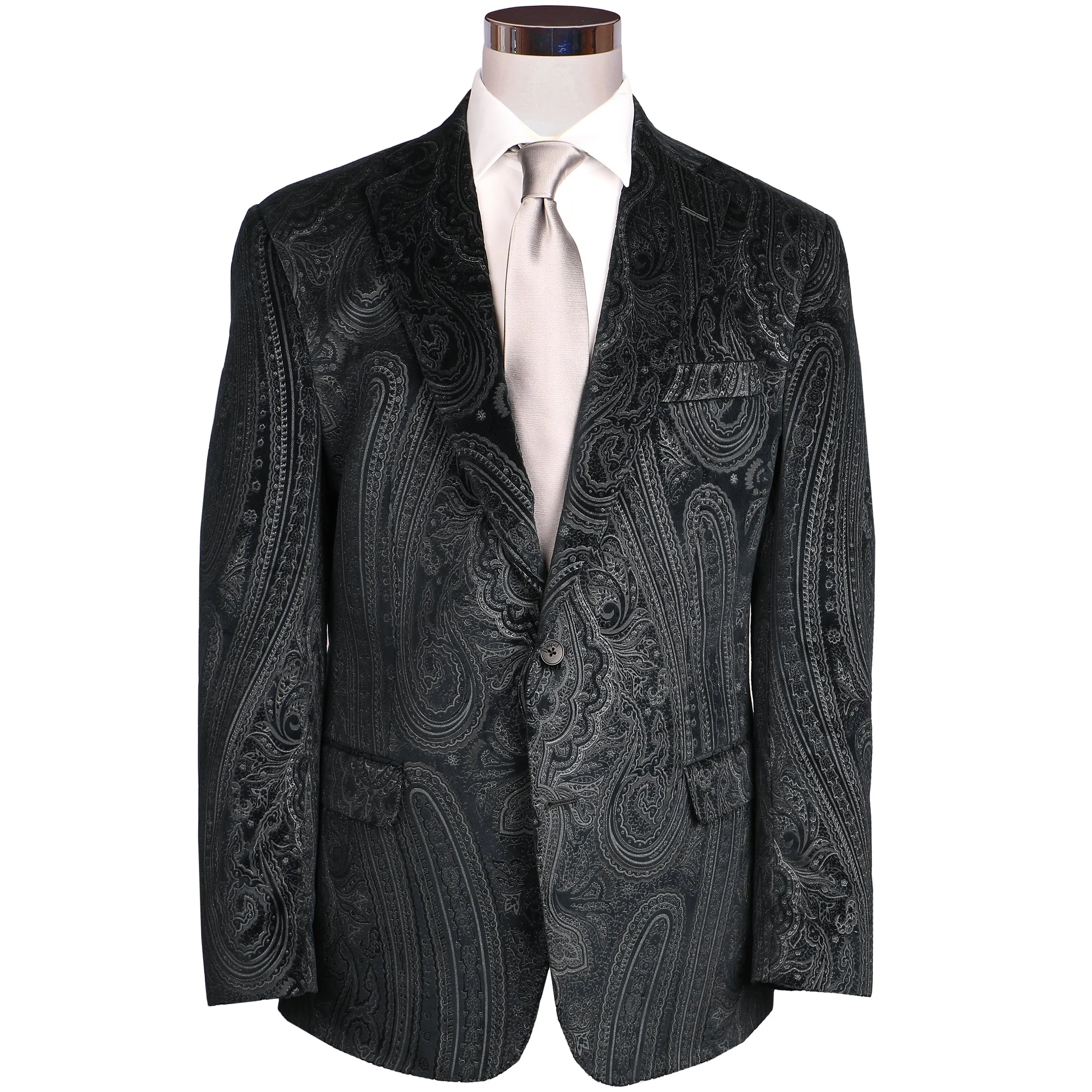 Audubon Black Gray Paisley Velvet Sport Coat