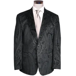 Audubon Black Gray Paisley Velvet Sport Coat