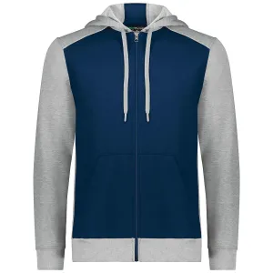 Augusta Sportswear Men's Navy/Grey Heather Three-Season Fleece Full Zip Hoodie