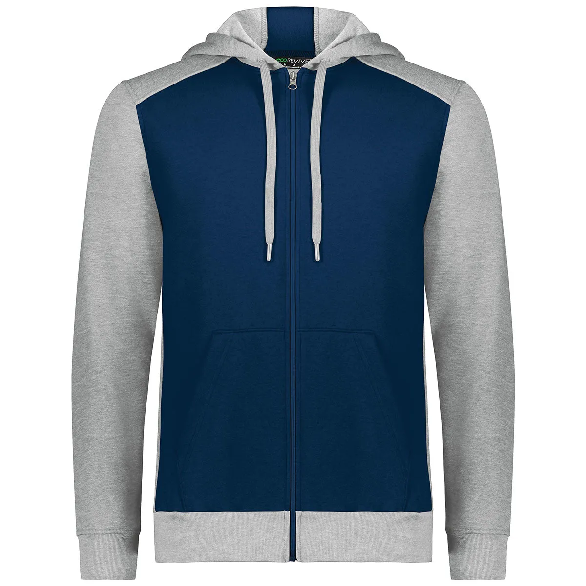 Augusta Sportswear Men's Navy/Grey Heather Three-Season Fleece Full Zip Hoodie