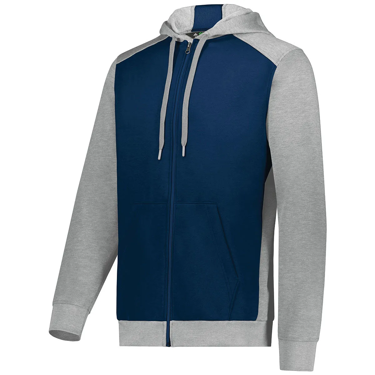 Augusta Sportswear Men's Navy/Grey Heather Three-Season Fleece Full Zip Hoodie