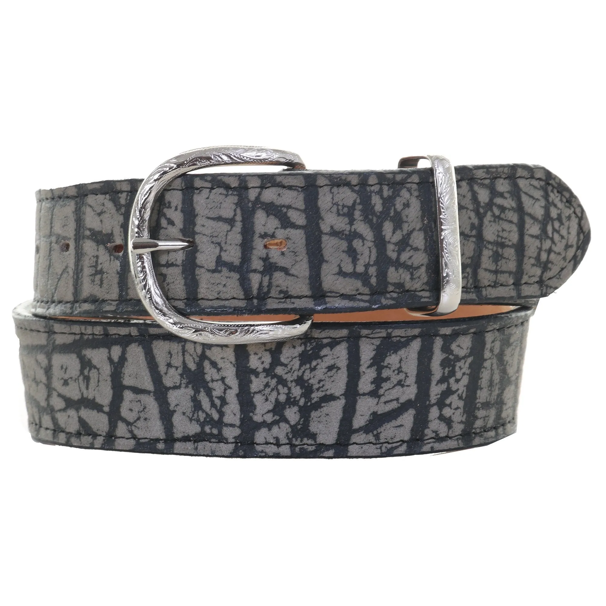 B1114 - Silver Cape Bison Genuine Leather Belt