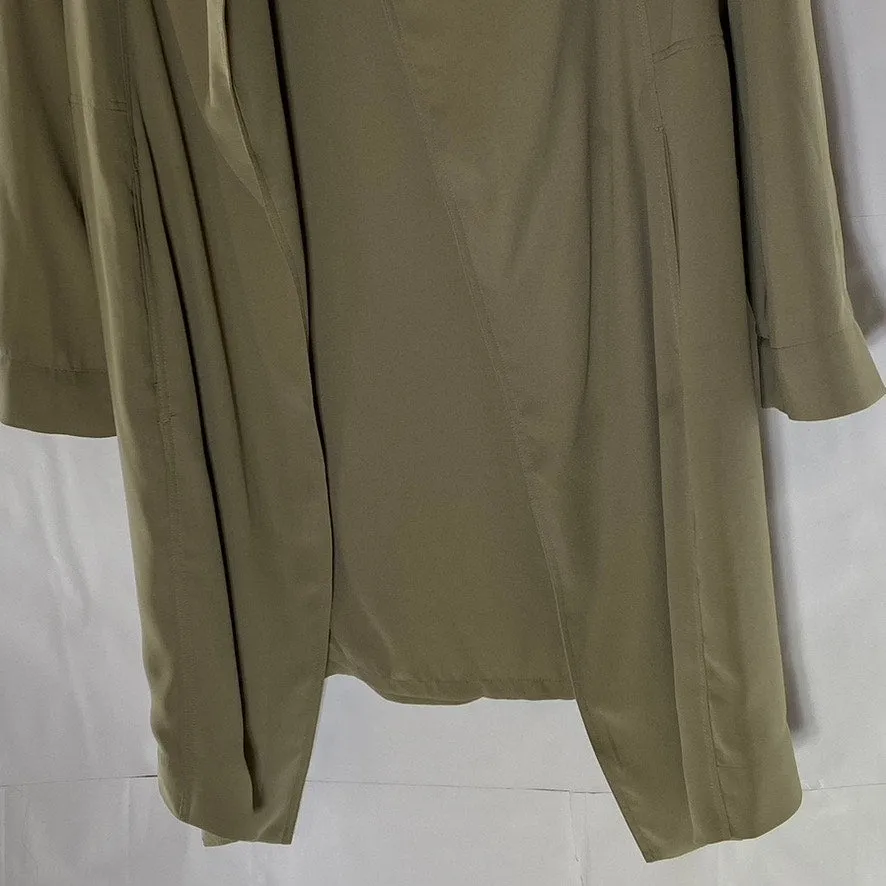 BABATON Women's Beige Open-Front Flowy Modern Belted Trench Coat SZ XXS