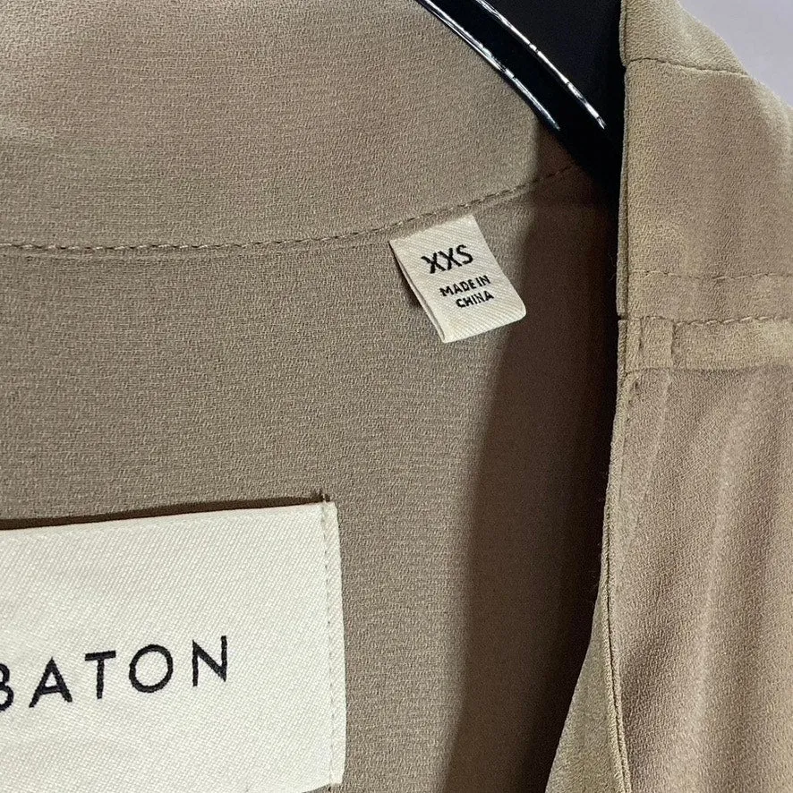 BABATON Women's Beige Open-Front Flowy Modern Belted Trench Coat SZ XXS