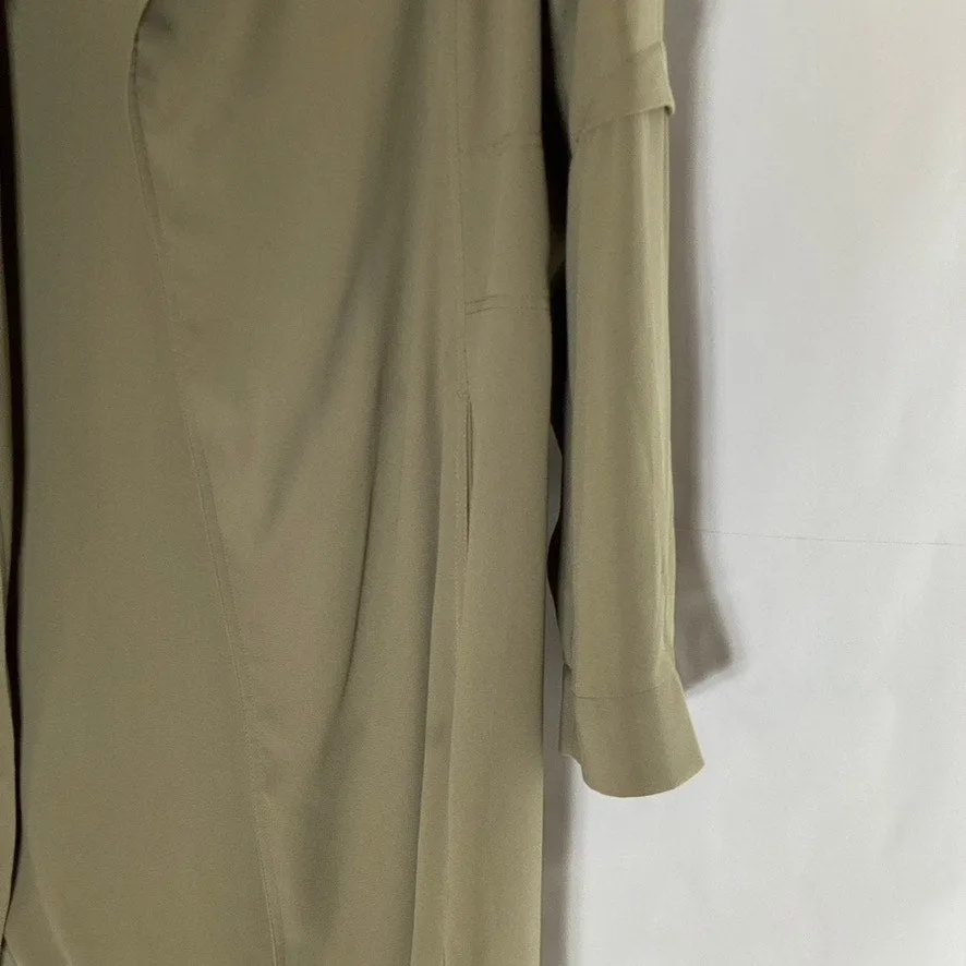 BABATON Women's Beige Open-Front Flowy Modern Belted Trench Coat SZ XXS
