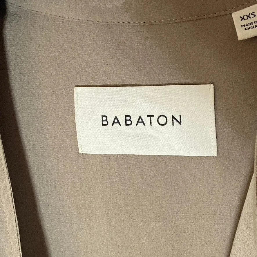 BABATON Women's Beige Open-Front Flowy Modern Belted Trench Coat SZ XXS