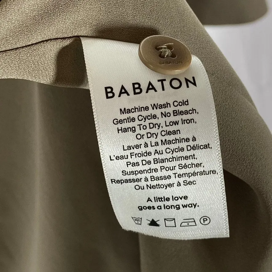 BABATON Women's Beige Open-Front Flowy Modern Belted Trench Coat SZ XXS