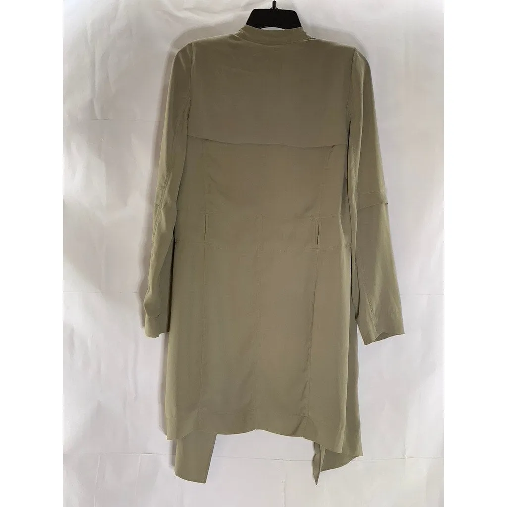 BABATON Women's Beige Open-Front Flowy Modern Belted Trench Coat SZ XXS
