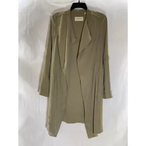 BABATON Women's Beige Open-Front Flowy Modern Belted Trench Coat SZ XXS