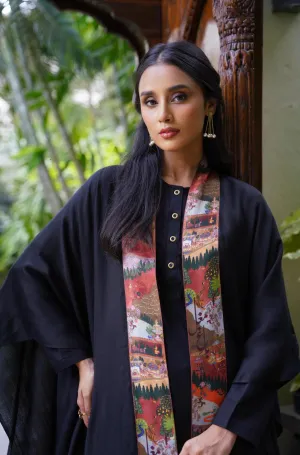 Bagh-e-Mughal Cape - Black & Rust