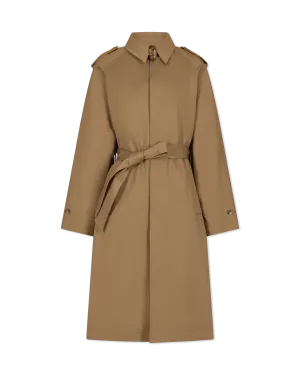 Baroque Buckle Ruffled Trench Coat