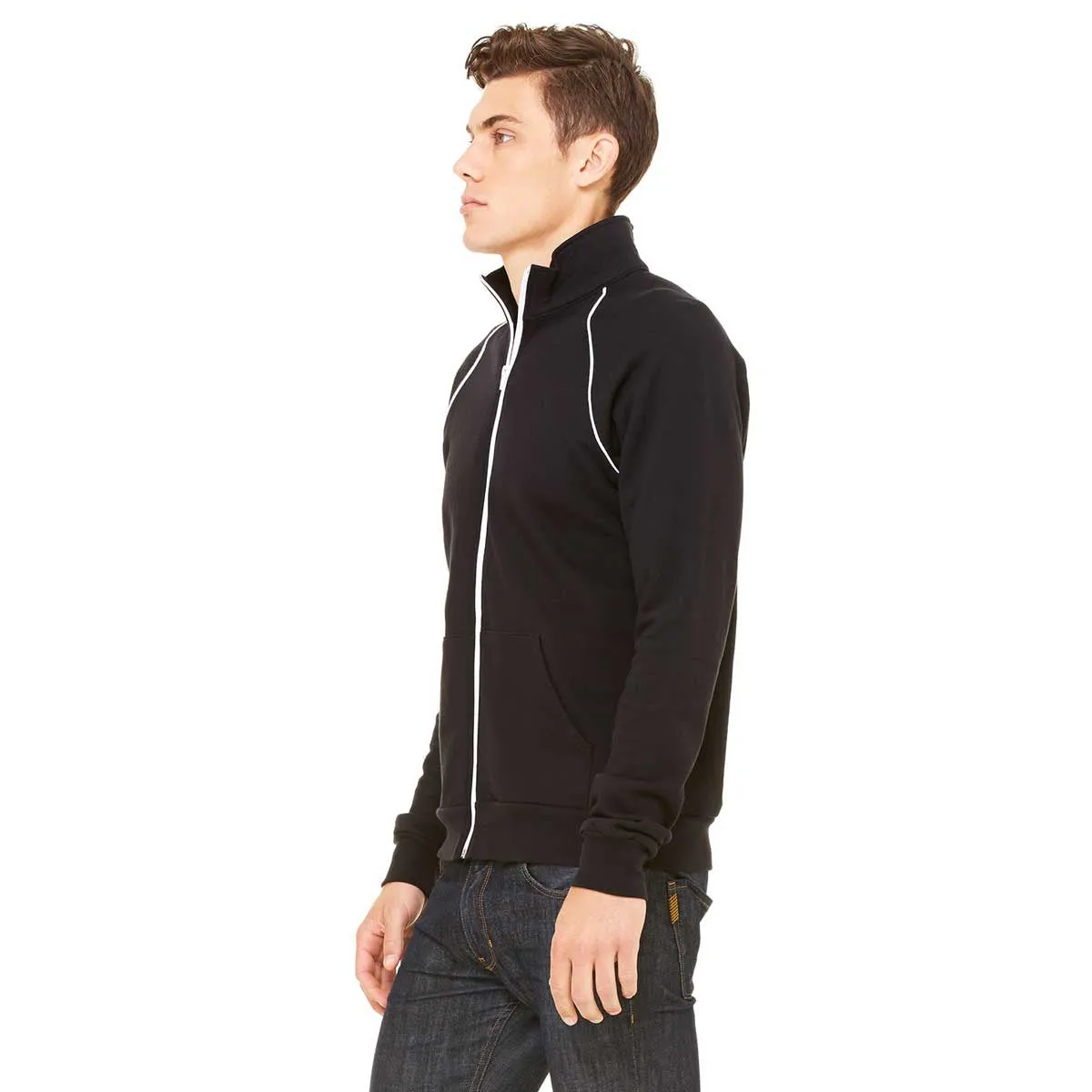 Bella   Canvas Men's Black/White Piped Fleece Jacket