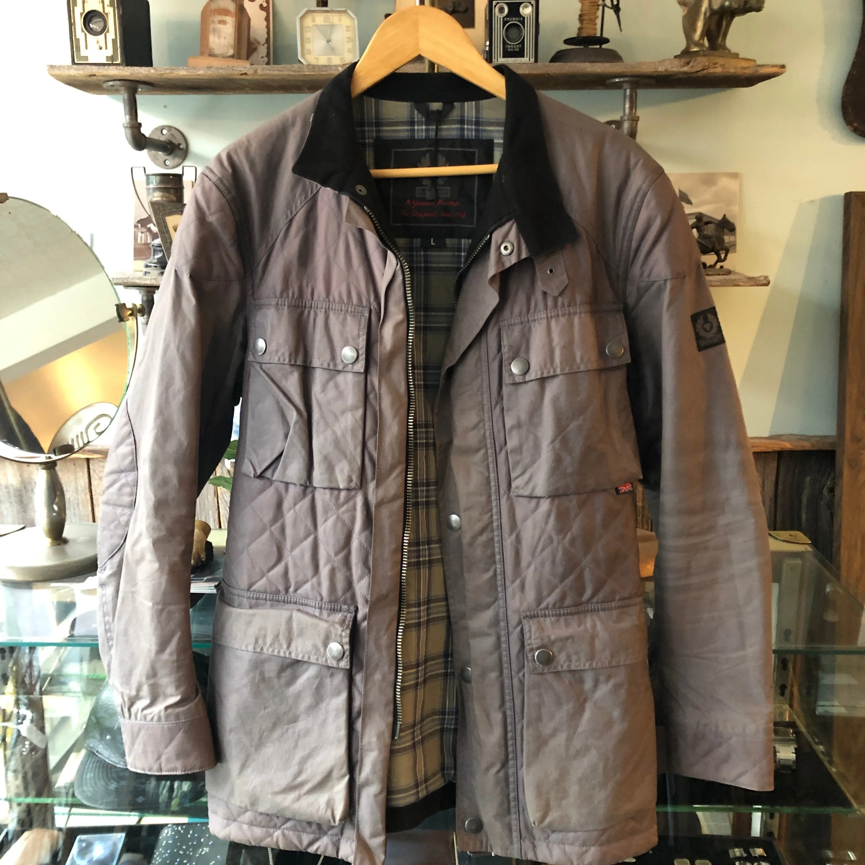 Belstaff Light Grey Workwear Quilted Coat - L