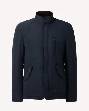 Bernard Weatherill Stand Collar Padded Jacket Navy Blue