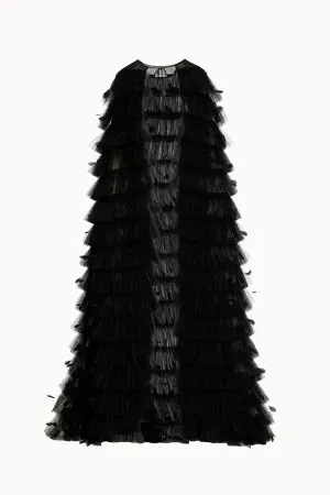 Black Tulle Feathered Cape