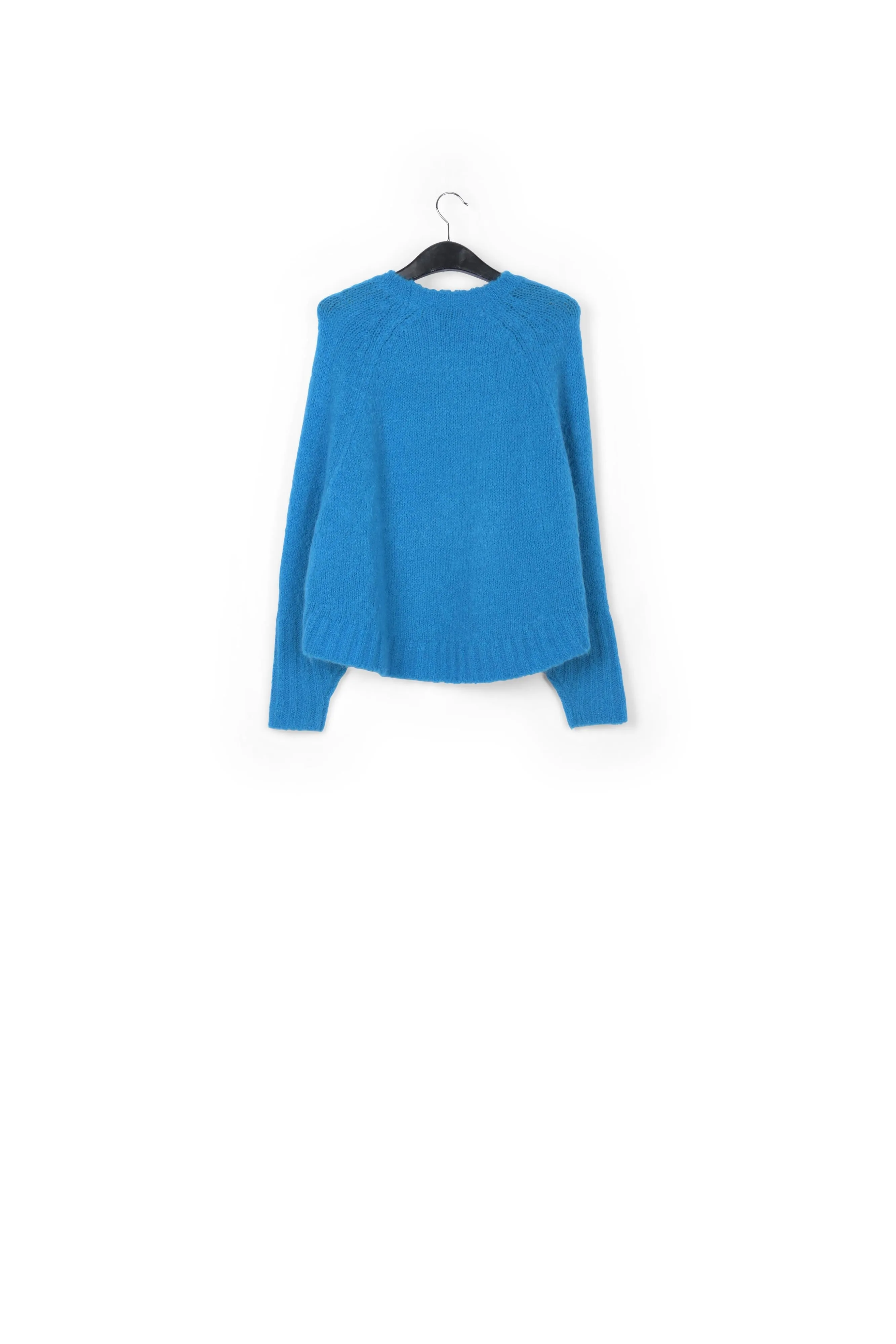 Blue knit sweater with cape effect