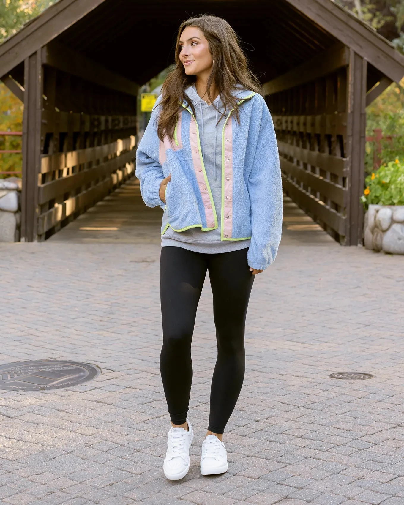 Blue/Blush Colorblock Fleece Jacket