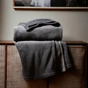 Charcoal Grey Soft Fleece Throw 125 X 150cm