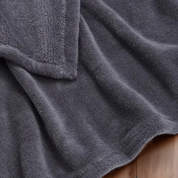 Charcoal Grey Soft Fleece Throw 125 X 150cm