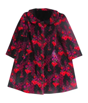 Children's Silk Velvet Floral/Black  Reversible Coat