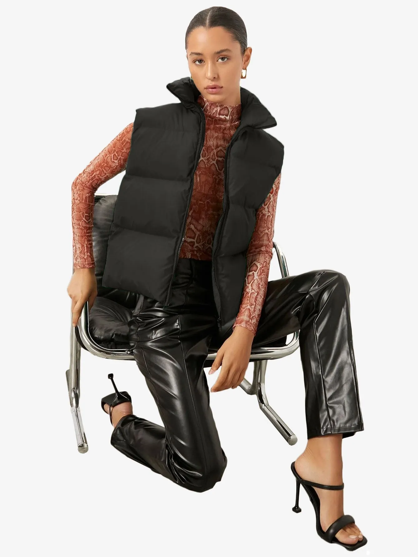 Comfy Zip Front Vest Puffer Coat