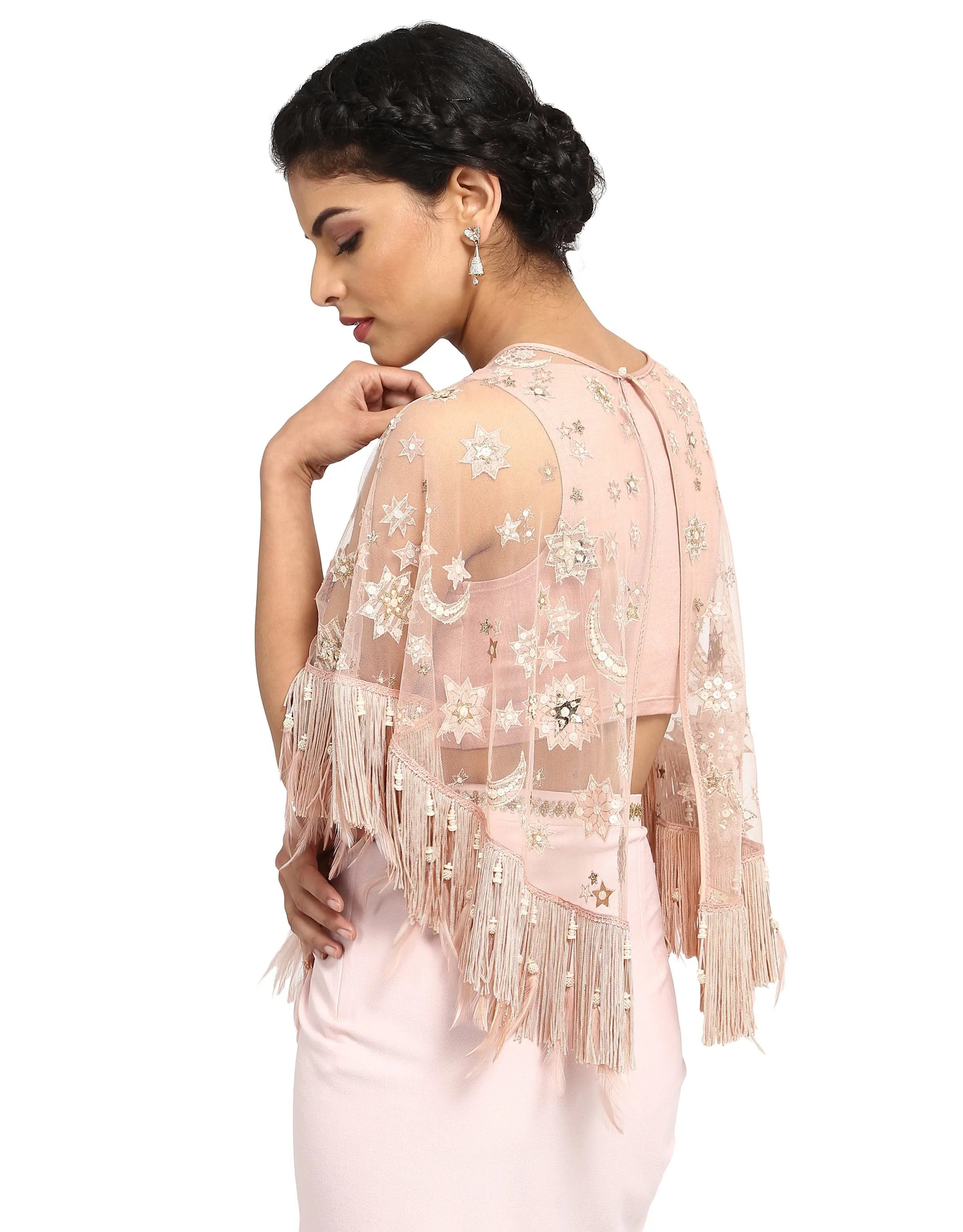 Constellation Embroidered Cape- Blush
