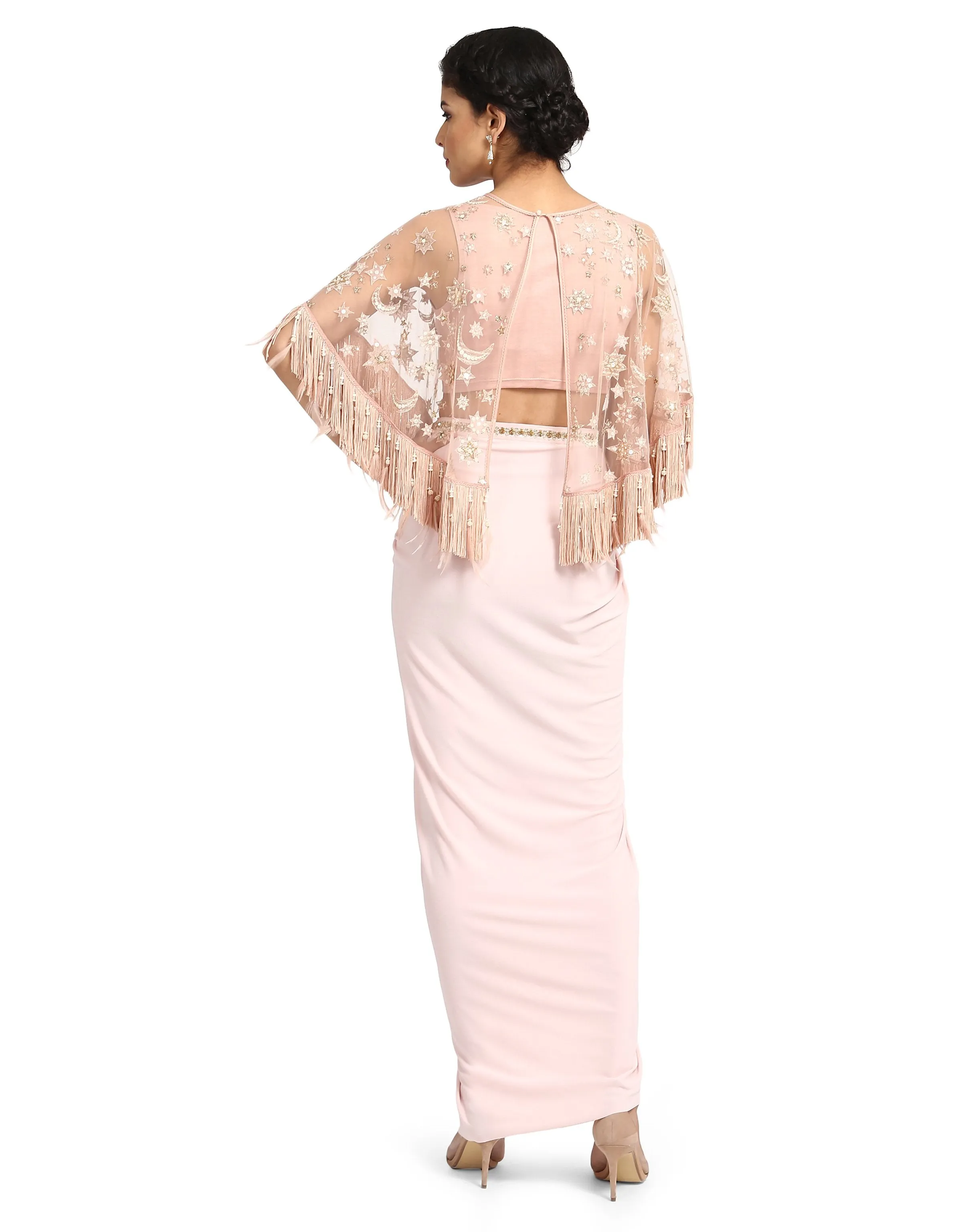 Constellation Embroidered Cape- Blush