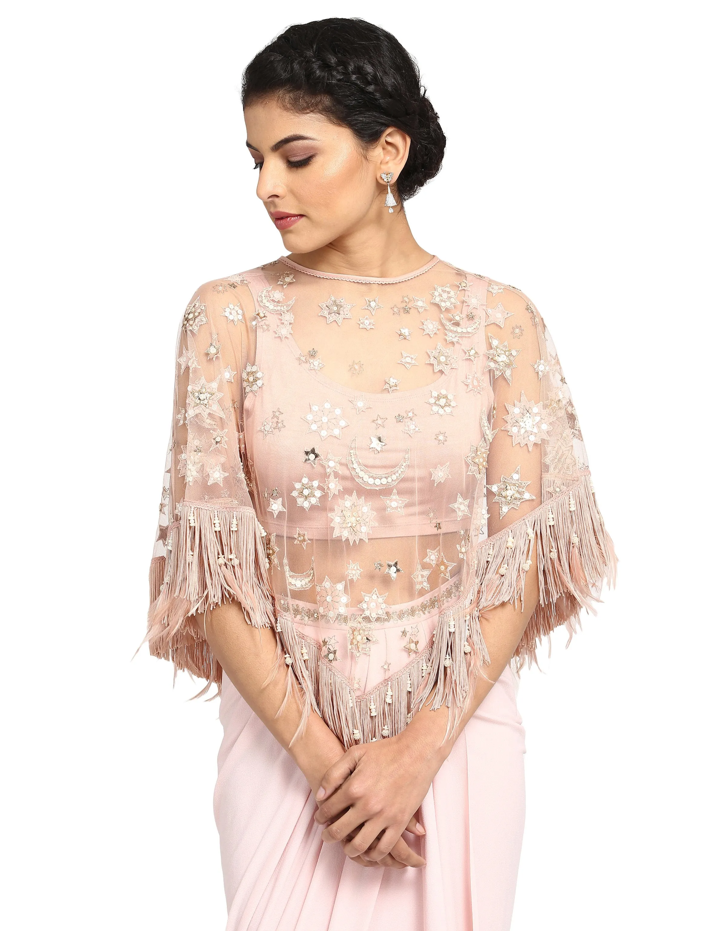 Constellation Embroidered Cape- Blush