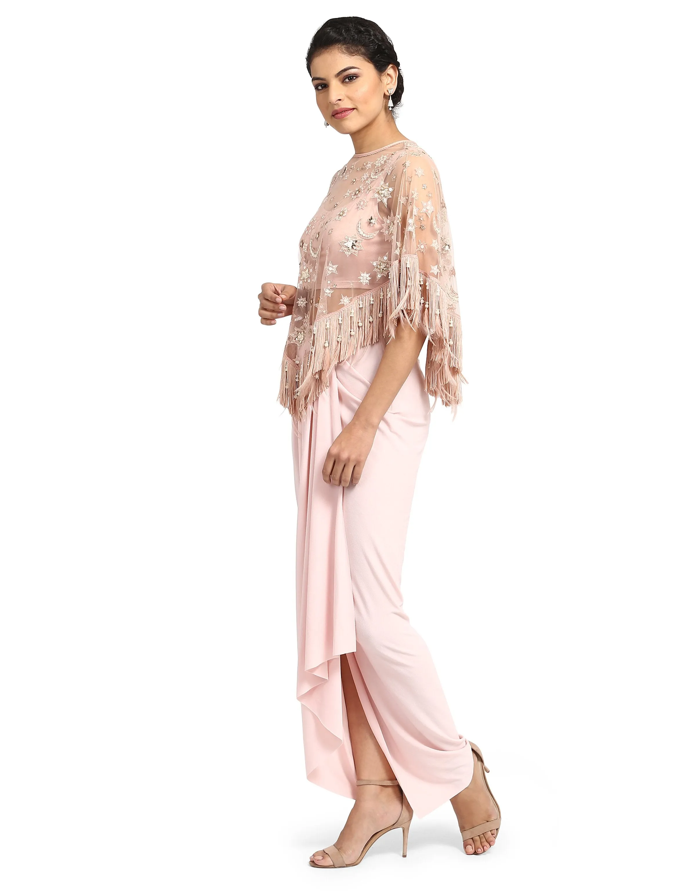 Constellation Embroidered Cape- Blush