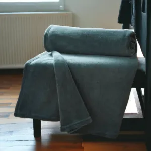 Dark Green Soft Fleece Throw 130 x 170cm