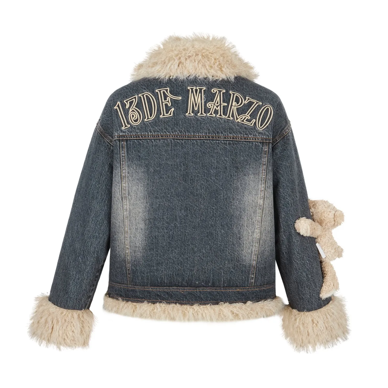 Doozoo Fleece Denim Jacket In Black