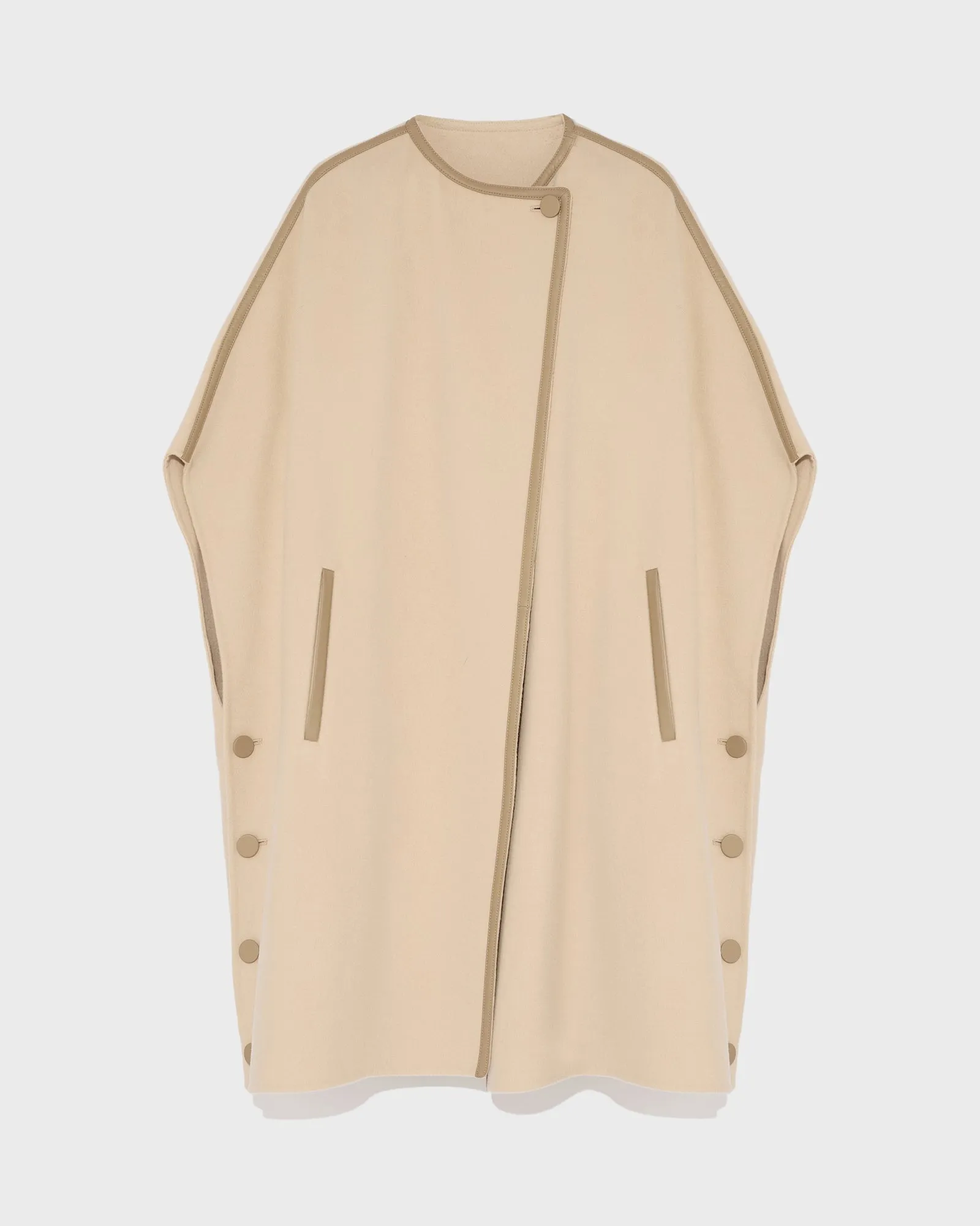Double-sided cashmere blend cape with button details
