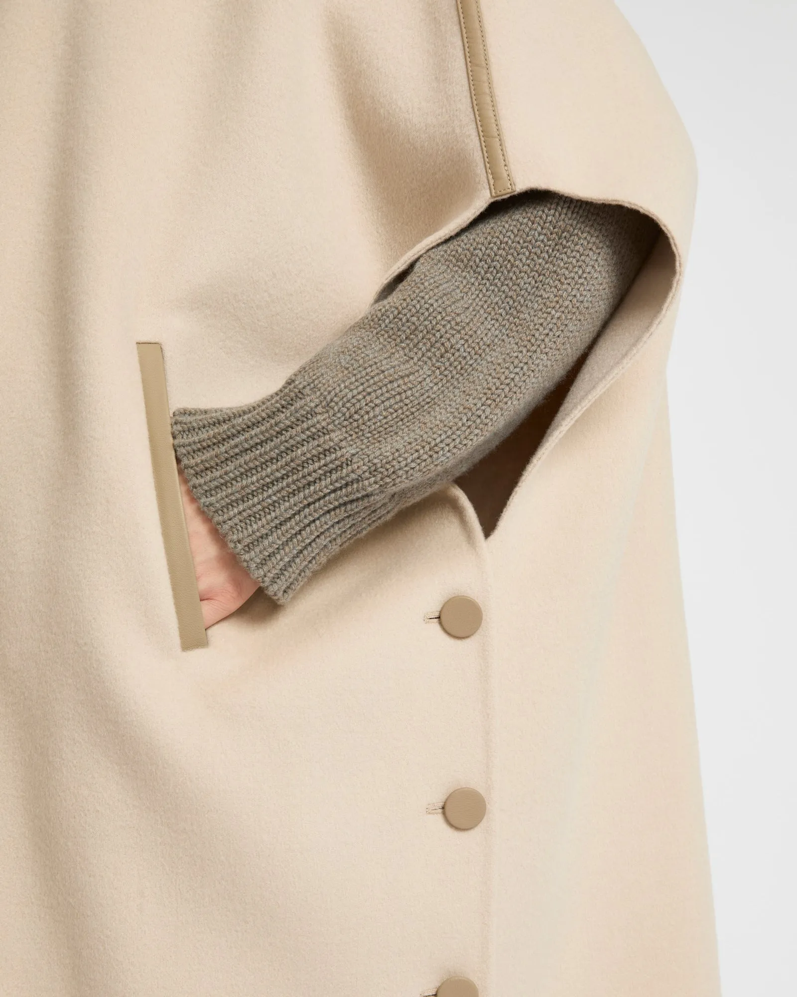 Double-sided cashmere blend cape with button details