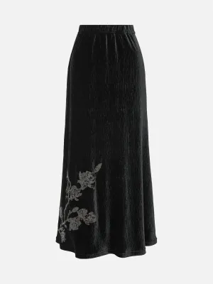 EP YAYING Velvet Pleated Skirt
