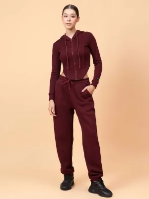 Fikin Women Wine Fleece Corset Jacket