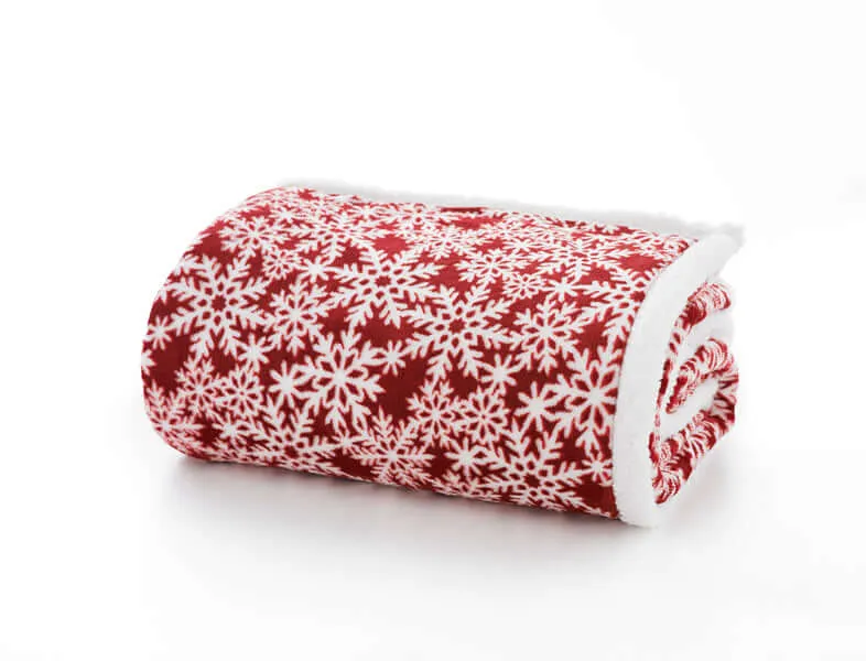 Flakes Red Sherpa Printed Soft Fleece 125x150cm Throw