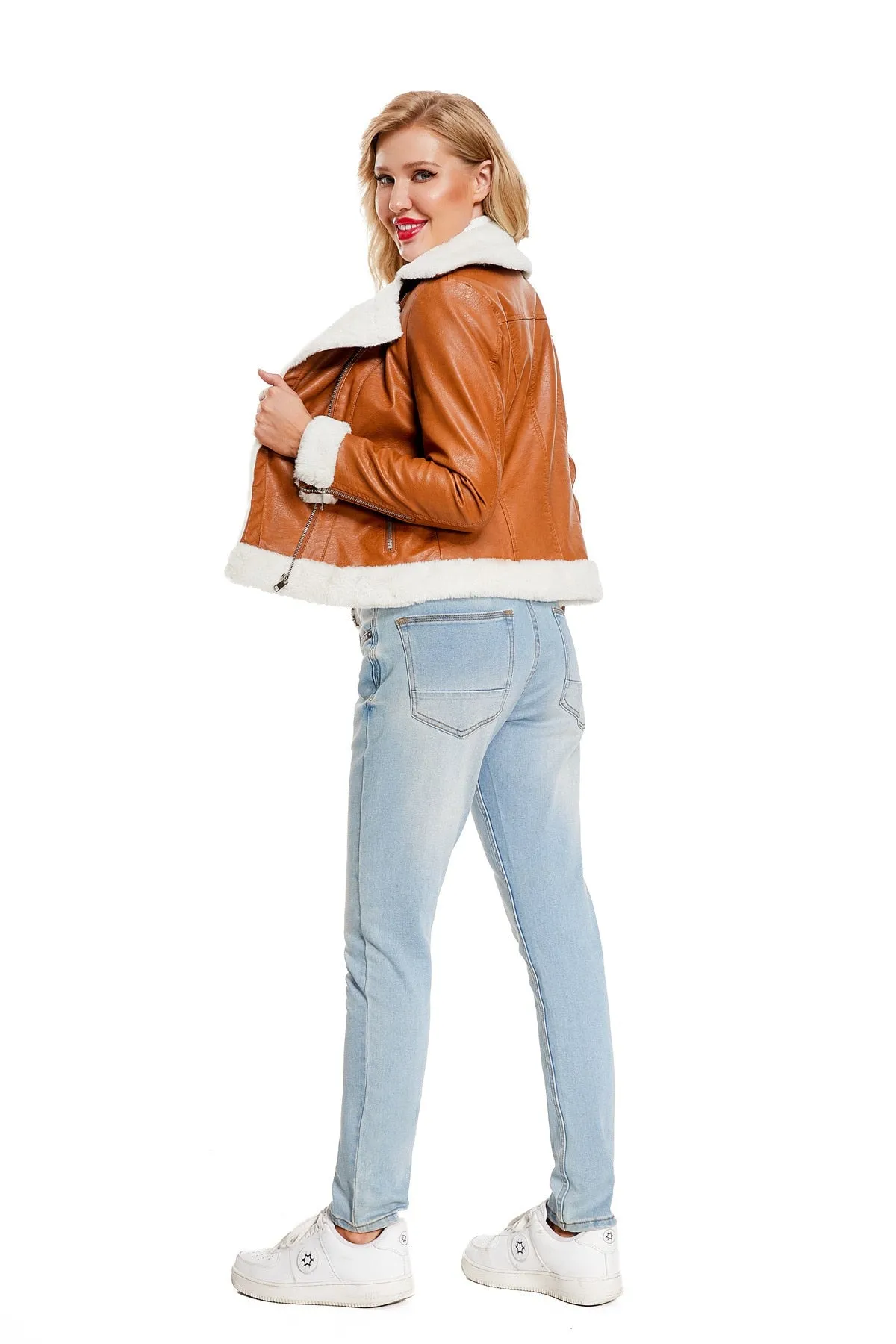 Fleece Lined Thick Warm Leather Jacket