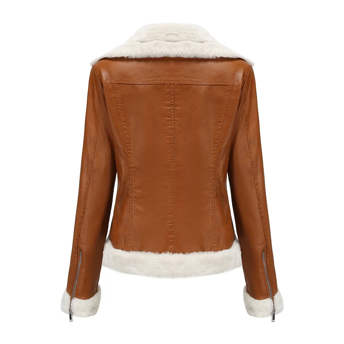 Fleece Lined Thick Warm Leather Jacket